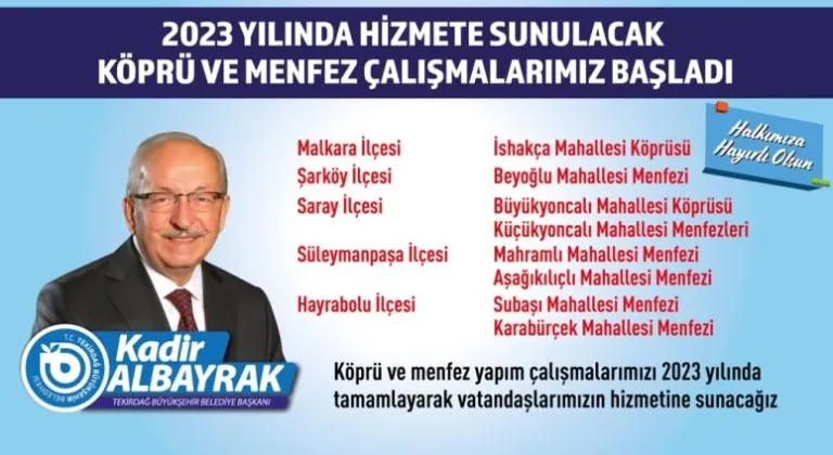 2023 YILINDA HİZMETE SUNULACAK KÖPRÜ VE MENFEZ ÇALIŞMALARI BAŞLADI