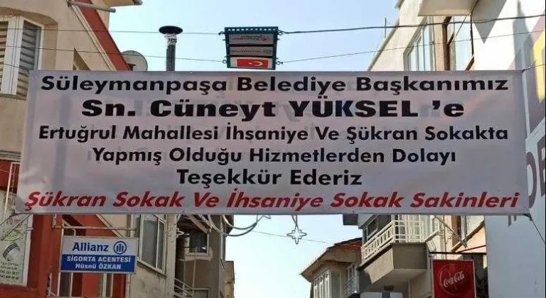 Başkan Yüksel’e pankartlı teşekkür