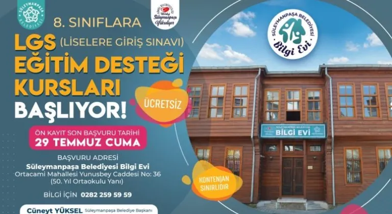 Bilgi Evi LGS Kursları için son başvuru tarihi 29 Temmuz