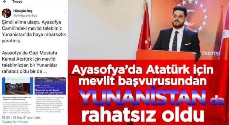 BTP'nin Ayasofya'da Atatürk için Mevlid başvurusu Yunan'ı da rahatsız etti