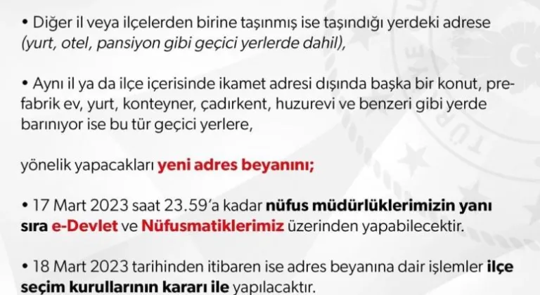 Depremzede Vatandaşlarımızın Oy Kullanabilmesi Hakkında Duyuru