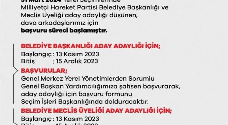 MHP'den Aday Adayı Başvuru Süreci Başlamıştır 