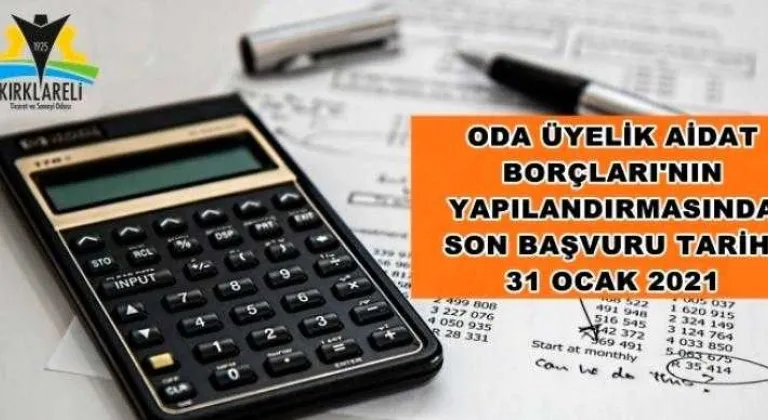 “ODA ÜYELİK AİDAT BORÇLARI’NIN YAPILANDIRILMASI İÇİN 31 OCAK 2021 TARİHİNE KADAR BAŞVURULABİLİR”