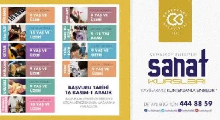 SANAT KURSLARI KAYITLARI 16 KASIM’DA BAŞLIYOR