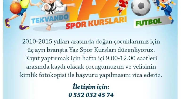 Saray Belediyesi Yaz Spor Kurslarına kayıtlar başlıyor