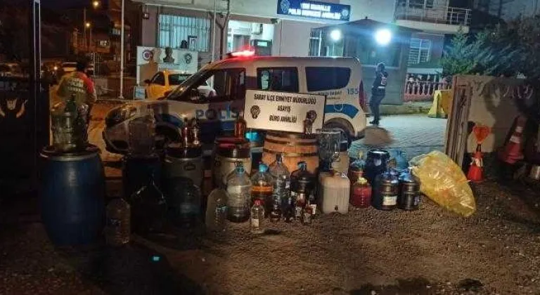 Saray'da 619 litre kaçak içki ele geçirildi