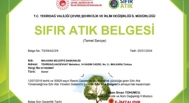 SIFIR ATIK BELGESİNİ MALKARA’YA KAZANDIRDIK