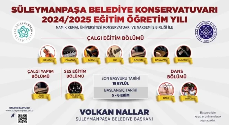 Süleymanpaşa Belediye Konservatuvarı kayıtları başladı