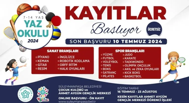 Süleymanpaşa Belediyesi 2024 Yaz Okulu başvuruları başladı