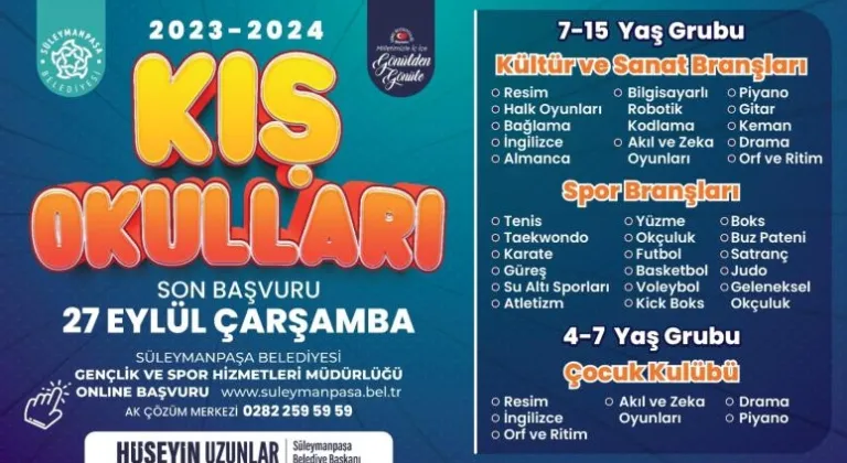 Süleymanpaşa Belediyesi Kış Okulu kayıtları başladı