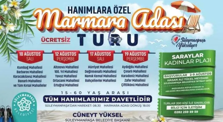 Süleymanpaşa Belediyesinden kadınlara ada tatili