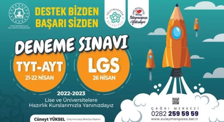 Süleymanpaşa Belediyesinden öğrencilere ücretsiz sınav desteği