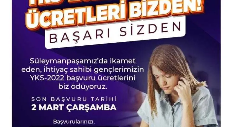 Süleymanpaşa Belediyesinden üniversite adayı gençlere sınav ücreti desteği