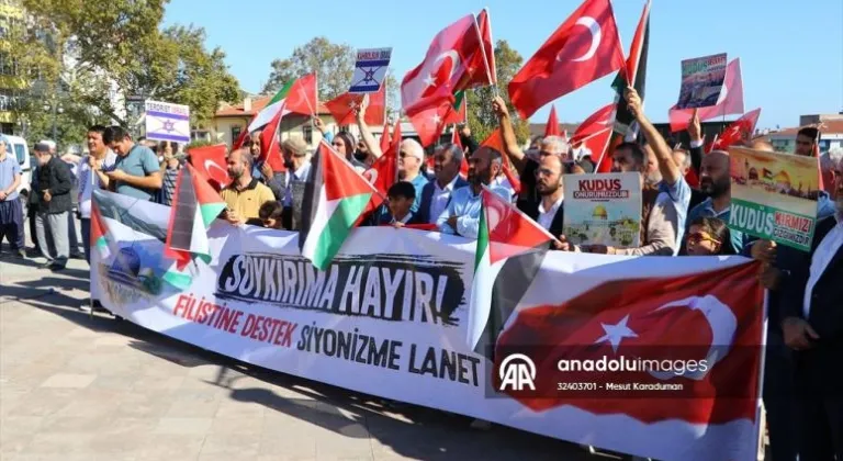 Tekirdağ'da Filistin'e destek gösterisi yapıldı