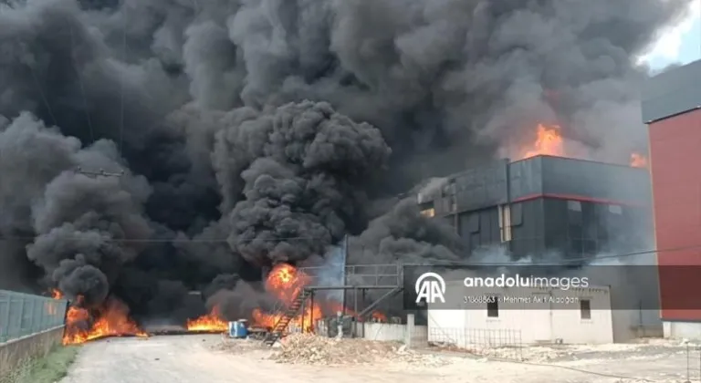 Tekirdağ'da kimya fabrikasında çıkan yangına müdahale ediliyor