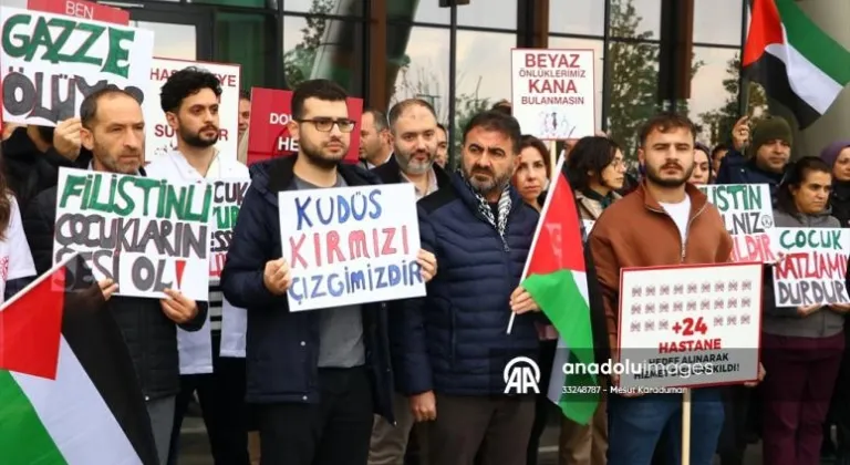 Tekirdağ'da sağlık çalışanları Gazze için 