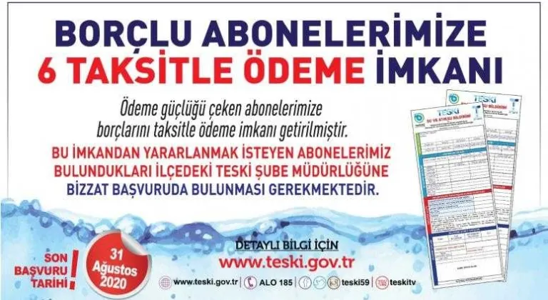 TESKİ’DEN TAKSİT İMKANI