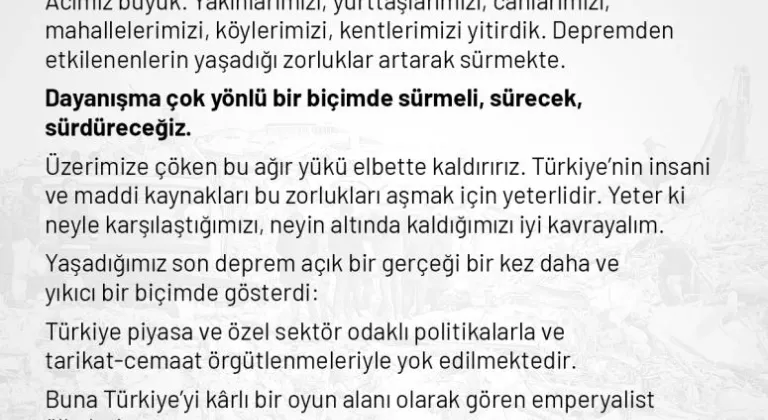 TKP'den çağrı: Küçük hesapları unutalım, yeni bir ülke kurma irade ve iddiasıyla hareket edelim